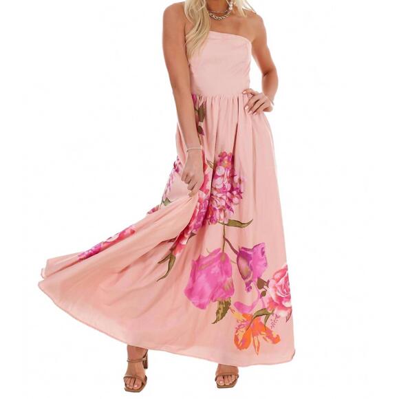 FLYING TOMATO Dresses & Skirts - NEW FLYING TOMATO flower market strapless maxi dress in light pink